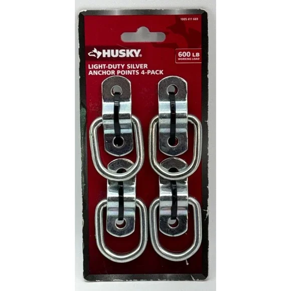 Husky Light Duty Silver Anchor Points 4 Pack 600 lb Working Load Tie Down Rings