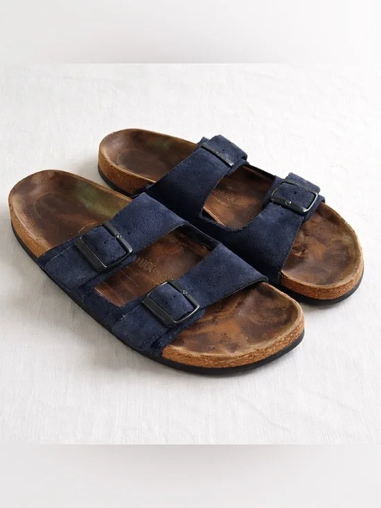 Birkenstock Arizona Soft Footbed Sandals Navy Suede Size 41 US Men 8 Women 10