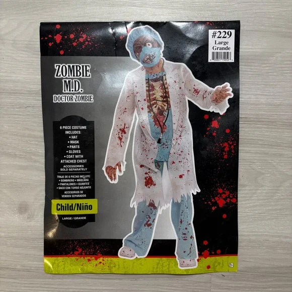 Zombie M.D. Doctor Zombie Boys Costume 6-Piece Set Kids Child Size L