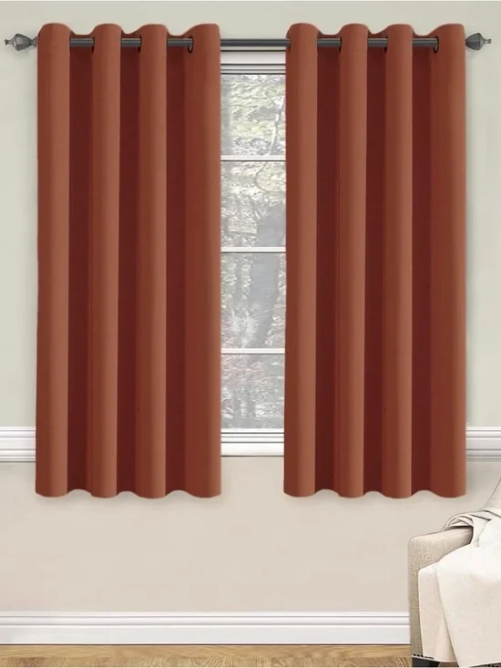 H.VERSAILTEX Blackout Curtain 52x63 Rust Orange Grommet Panel