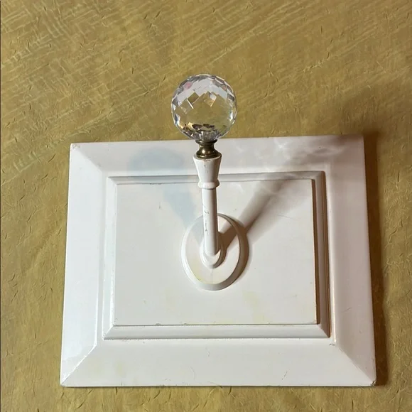 Elegant White Wall Hook with Crystal Knob
