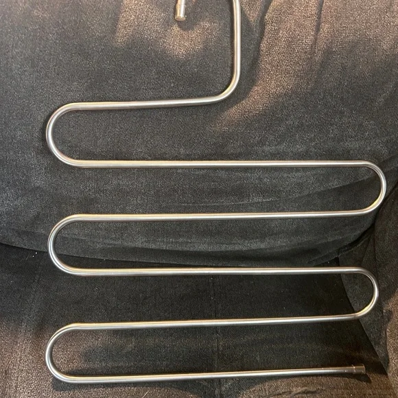 Metal Tiered Space Saving Pants Hanger Silver 16x11in for Bottoms/Skirts