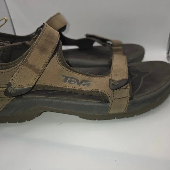Teva Tanza Mens Brown Leather Hiking Sport Sandals 1000183 Size 12