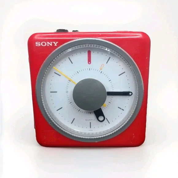 Vintage Sony Red Cube Clock Radio Alarm Melody ICF-A10W Retro Futurism TESTED