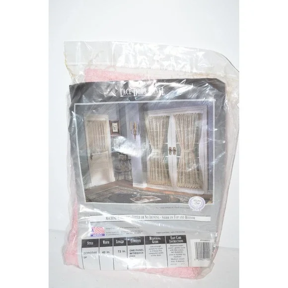 Vtg Pink Lace Door panel Curtains 40