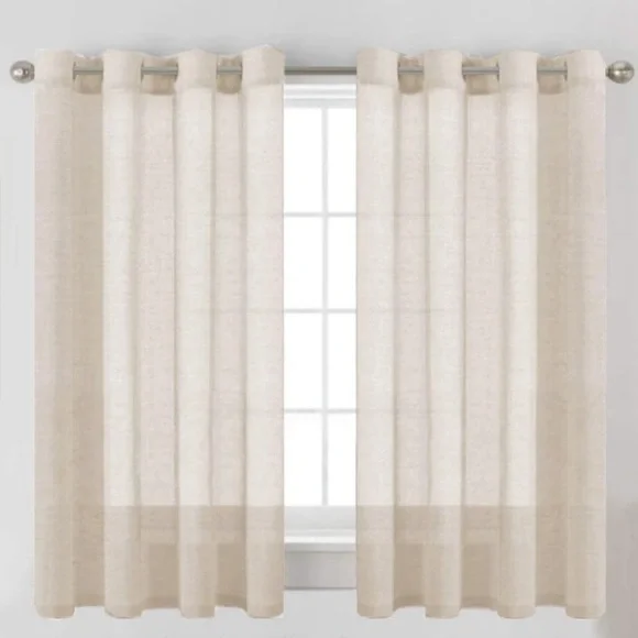 New H.VERSAILTEX Linen Curtains Natural Linen Mix Semi-Sheer Curtains 2 Panels.