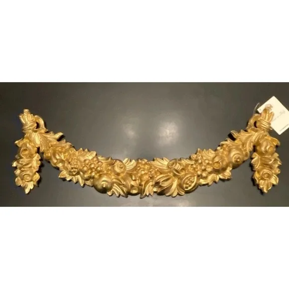 Gold Gilt Baroque Fruit Floral Swag Italy Wall Hanging
