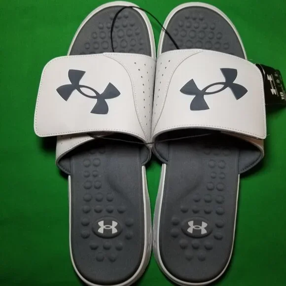 Under Armour Ignite Pro Slides Men Size 18 Black Gray Sandals Big & Tall NWT