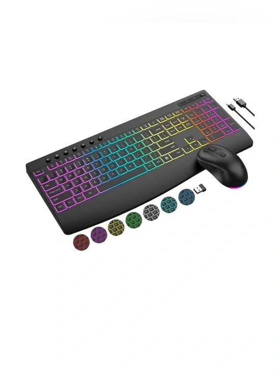 Wireless Keyboard and Mouse Combo, 9 Backlit Effects