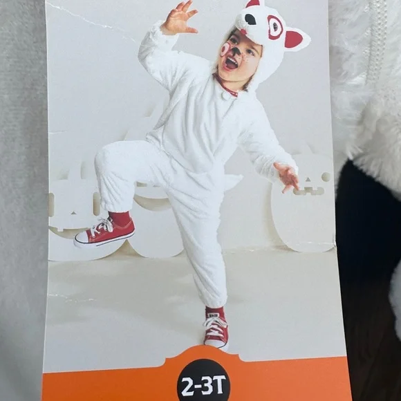 Target Bullseye Kids costume White dog with Target warm hood Circle size 2T - 3T
