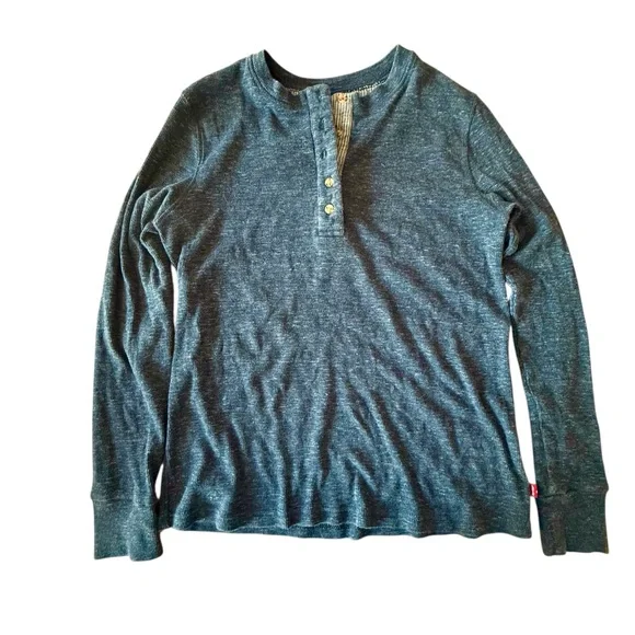 Levis‎ Thermal Henley Stretch Long Sleeve Sleep Shirt Men’s M 35”