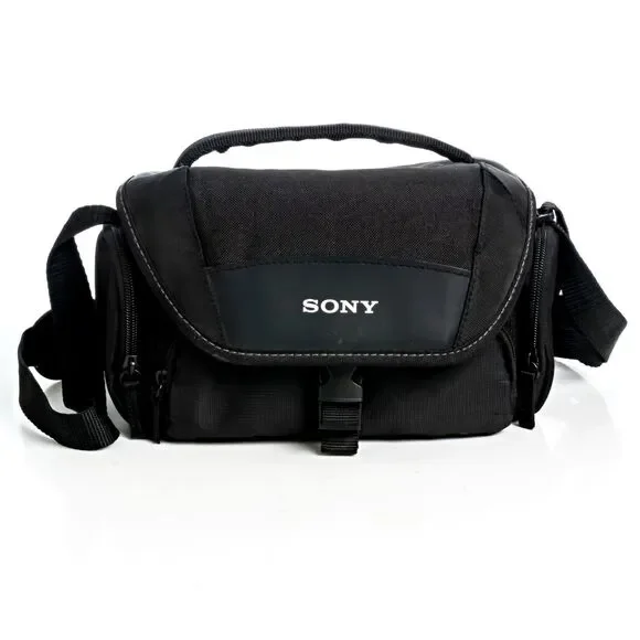 Sony LCS-U21 Soft Camera Case Bag Padded Black Nylon 4 Zip Compartments