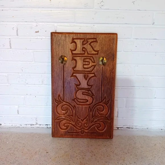 Vintage Key carved wall hanger
