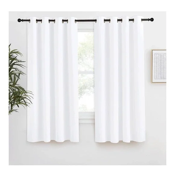 White Grommet Top Light Filtering Curtains Set of 2