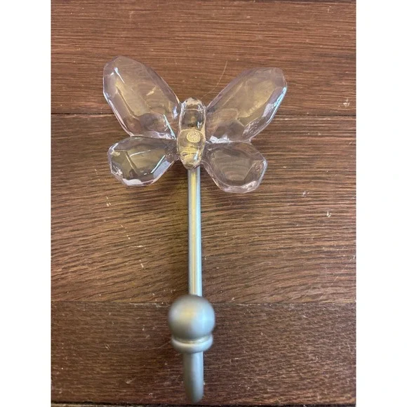 2010 Pottery Barn Kids Lavender Crystal Butterfly Metal Wall Hook Hanger