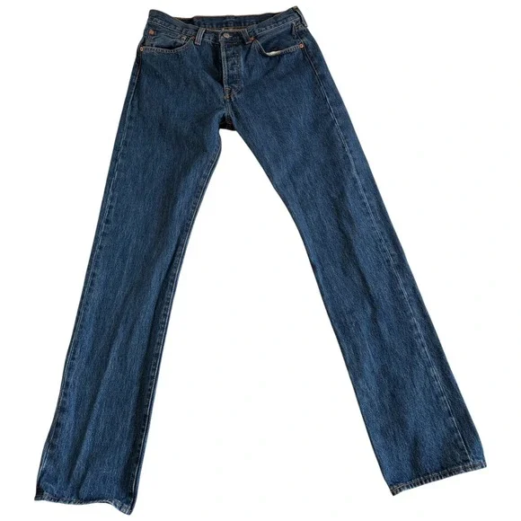 Levi's 501 Original Fit Jeans Mens‎ 31x34 (31x32.5) Blue Western Straight Dark