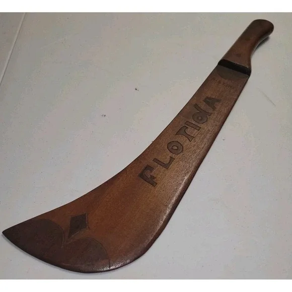 Vintage Wood Machete Hand‎ Carved Art Decorative Souvenir Florida 1943 20