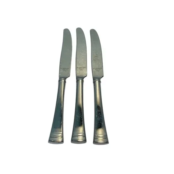 Lenox Federal Platinum Glossy Stainless 18/8 Dinner Knife Set of 3 - 9 1/2