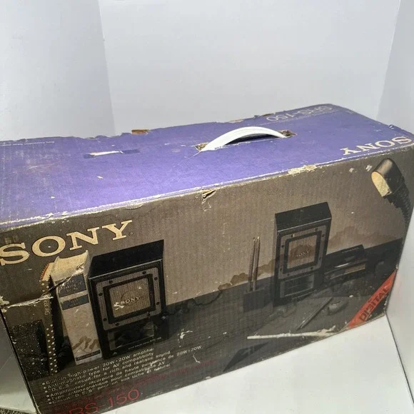 VINTAGE SONY SRS-150 STEREO ACTIVE SPEAKER SYSTEM IN BOX TESTED WORKING