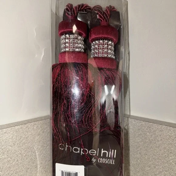 Croscill Chapel Hill Tower Tassels Curtain Tiebacks Set of 2 Garnent Rhinestones