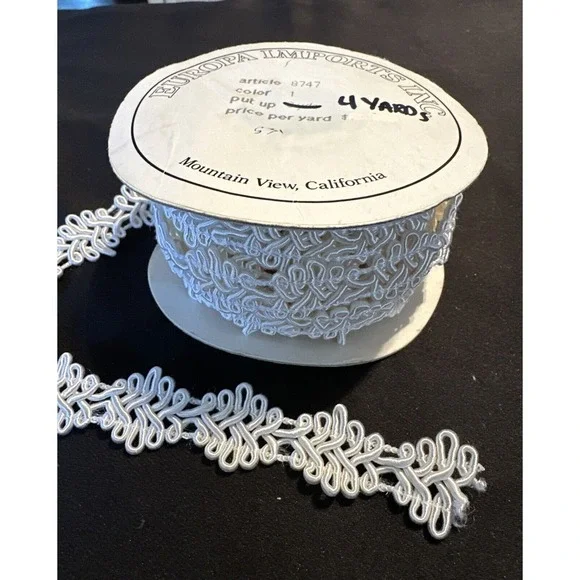 Vintage Cream Ivory Toned Scroll Braid Gimp Trim 4 Yards Trim Edging Sewing