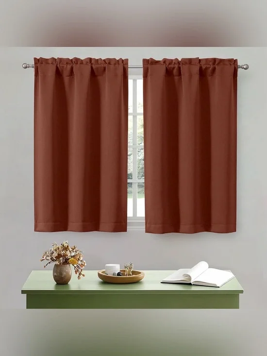 OWENIE Terracotta Blackout Curtains 2 Panels 30x45 Rod Pocket