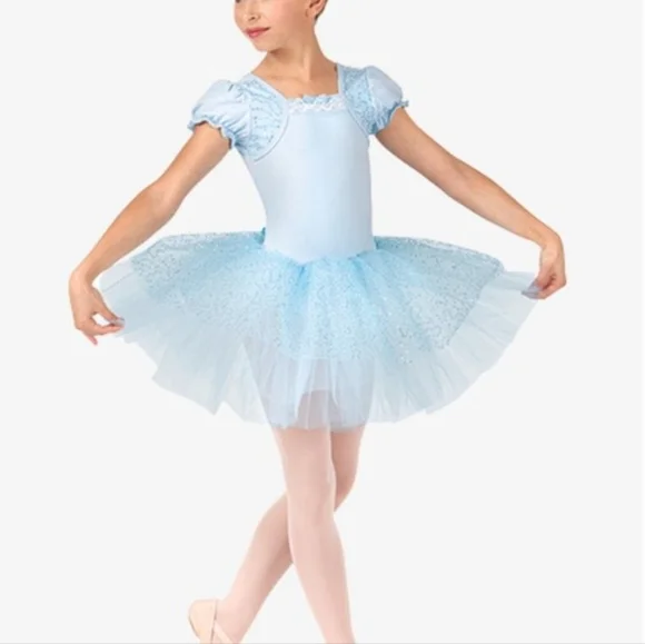 La Petite Ballerina Blue Puff Short Sleeve Tutu Ballet Dance Costume Lot Of 18