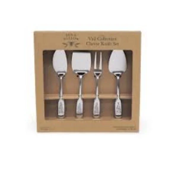 NWT BEE & WILLOW VAIL‎ COLLECTION 4 PIECE STAINLESS STEEL CHEESE KNIFE SET