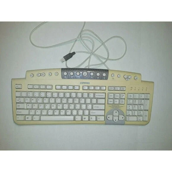 Vintage Compaq KU-9978 Wired USB Desktop Keyboard White 179355-007 Tested
