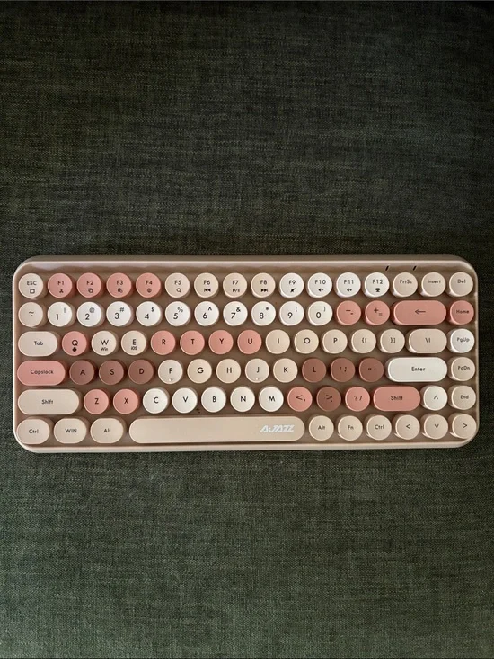 Mi Retro Round Keycap Wireless Keyboard in Pink and Cream