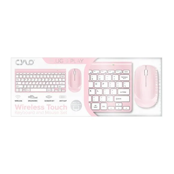 New CYLO Wireless Keyboard and Mouse Set Universal PC or Mac, Pink
