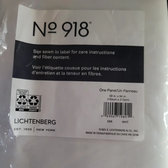 Kateswag Lichtenberg one panel white 59 x 84 Nwt