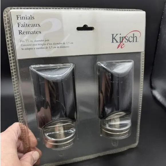 Vintage Black Curtain Rod Finials Kirsch New old stock Black Screw on 1 3/8