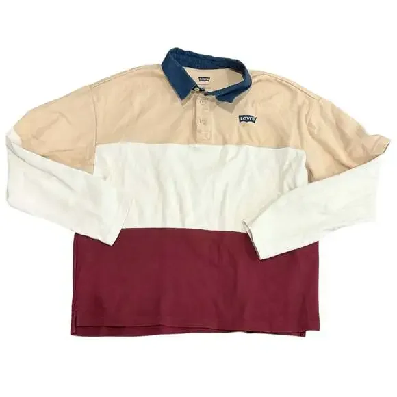 Men’s Vintage Levi's Colorblock Long Sleeve Rugby Shirt Sz XL
