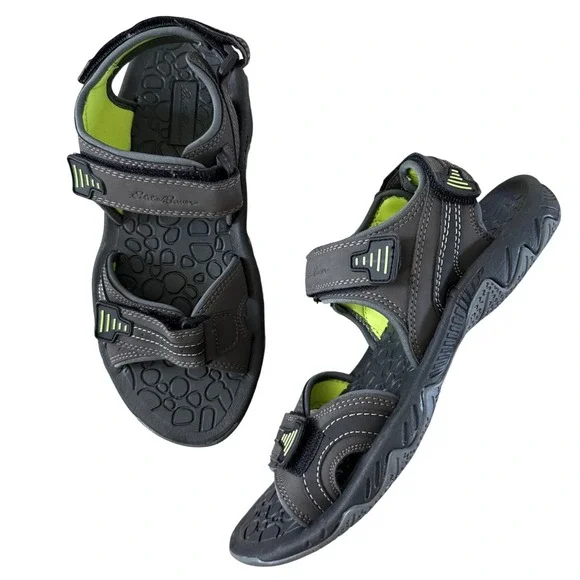 Eddie Bauer Cape Sandals Mens 9M Grey Lime Sport Hiking Strappy New in Box