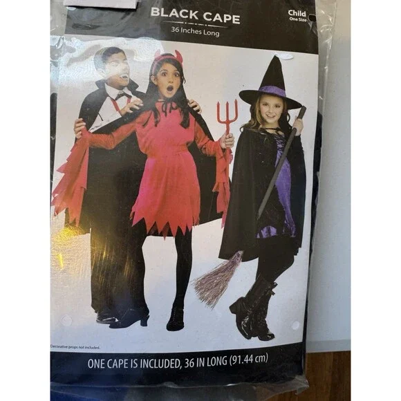 Halloween Black Cape Costume, 36 Inches Long, Childs
