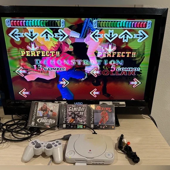 Sony Playstation PS One Video Game Console w/games Memory Card