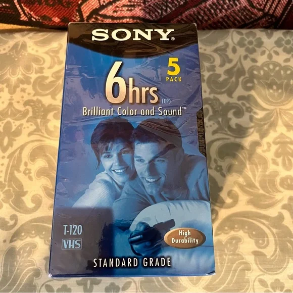 NEW 6 Pack Sony T-120 Standard Grade 6 Hour VHS Tapes