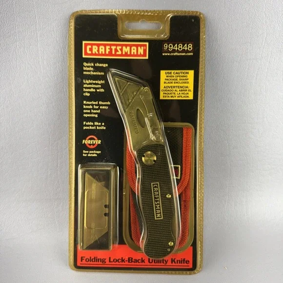 VTG Craftsman Black Anodized Folding Lock Back Utility Knife Box Cutter 94848