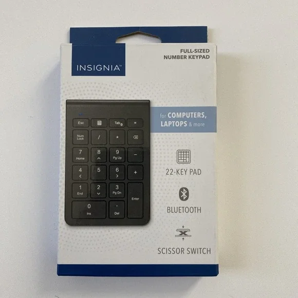 Insignia - 22-Key Bluetooth Scissor Switch Number‎ Keypad Windows, macOS, Ipad
