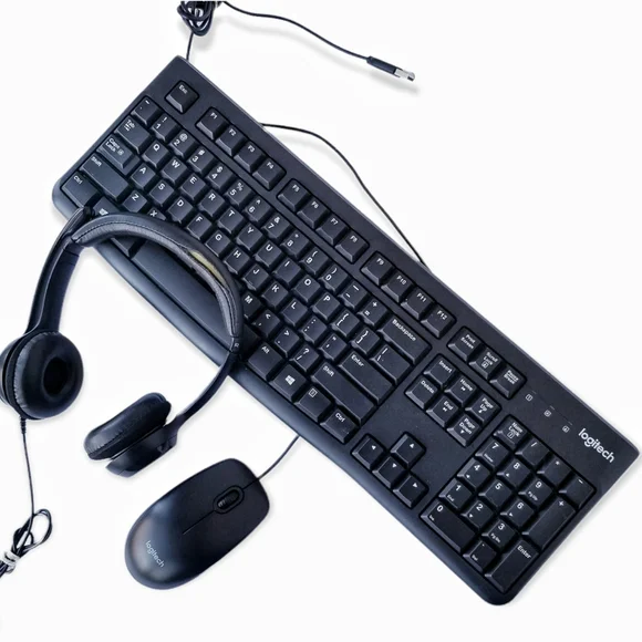 Wired Logitech Keyboard, Mouse and Headset Combo