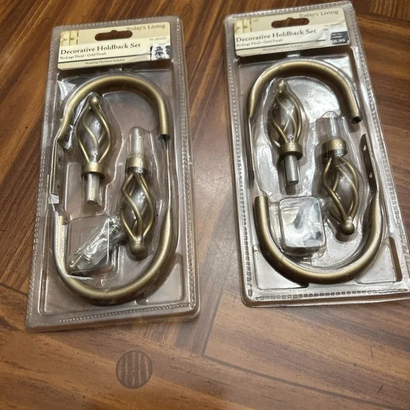 Today's Living Curtain Holdback‎ Set Spiral Finial Gold Hardware Included Lot 2