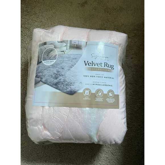 Signature Loom Velvet Rug Collection 4x5 Luxury High Quality LivingRoom Rug Pink