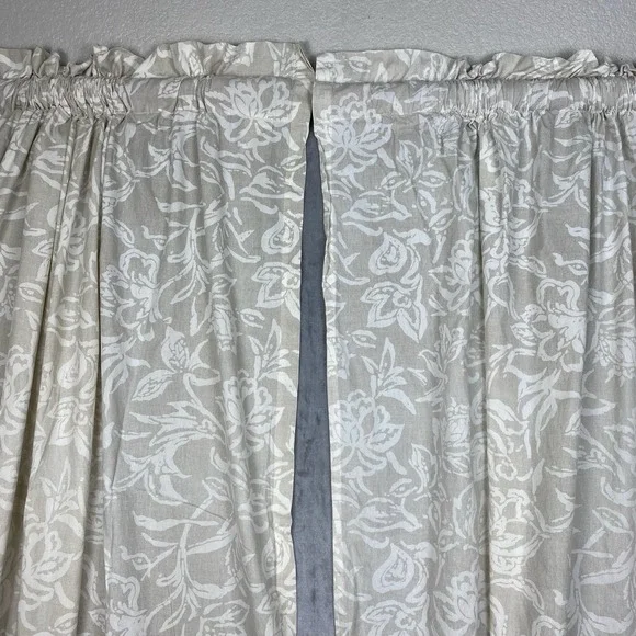Nautica Floral Print Curtains 2 Panels 96 x 52 Rod Pocket 100% Cotton Coastal