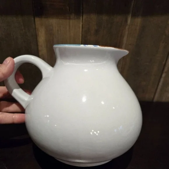 DANSK MESA White 48oz Water Pitcher Vase Portugal Southwestern Turquoise Aztec