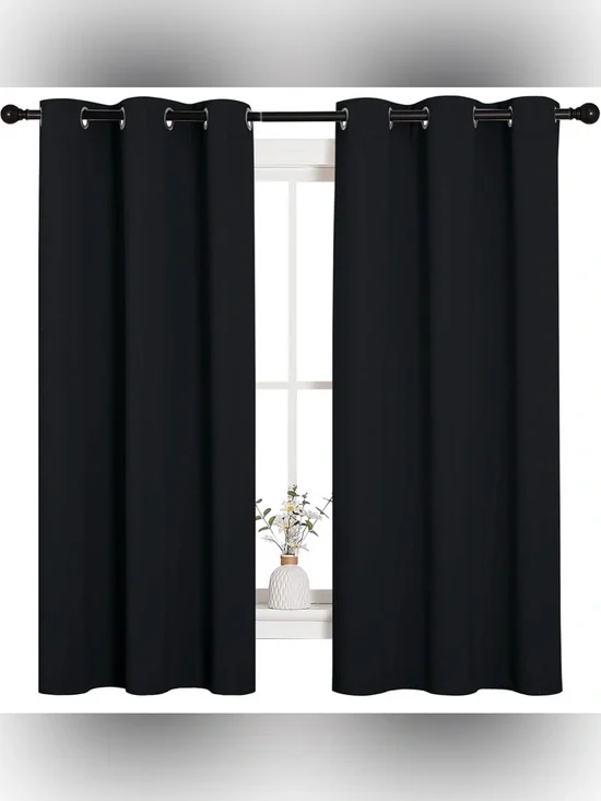NICETOWN Blackout Curtains Black 42x63 Set of 2 Panels Thermal Room Darkening