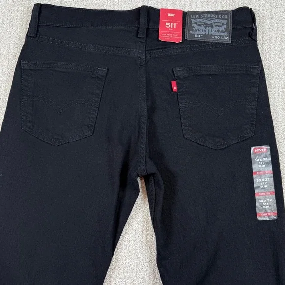 Levi's 511 Mens 30x32 Black Slim Fit Stretch Denim Jeans