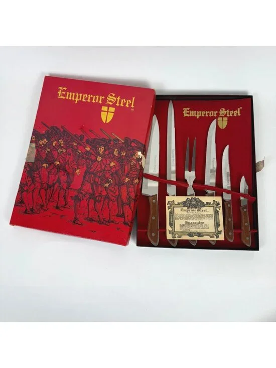 Vintage NOS Emperor Steel Savory 6 Piece Stainless Steel Tempered Cutlery Set w/