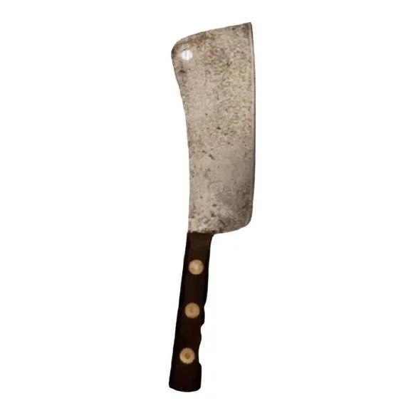 Vintage Antique Meat Cleaver w Wood Handle 3 Brass Pin 12 Inch