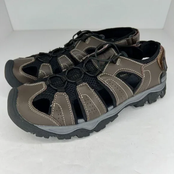 Eddie Bauer Mens Stewart 82131 Brown Black Lace Up Round Toe Size 10M Sandals